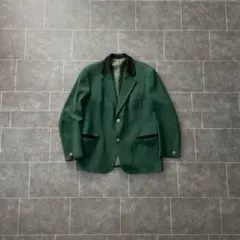 80-90's OLD 古着 ブレザー グリーン 金ボタン バイカラー