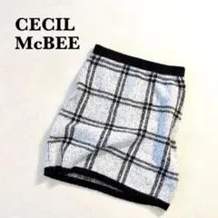 セシルマクビー ニットタイトスカート チェック柄 M ギャル