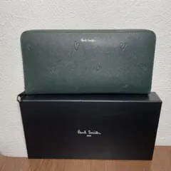 ポールスミス スミシーハート 長財布 ラウンドファスナー ダークグリーン