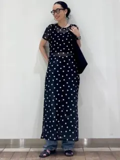 GAP ドット　メッシュマキシワンピース