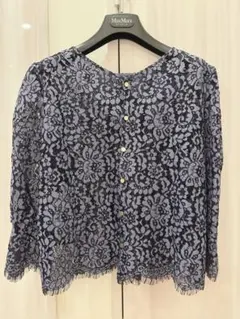 訳あり Ermanno Scervino ストライプ レース ブラウス 青×白 - メルカリ