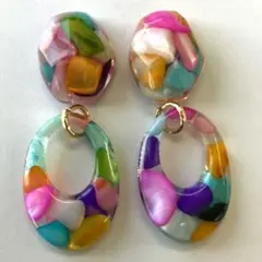 3253 カラフルさざれ石のピアス