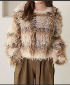 (24時間以内発送〇)【apres jour clair】チェックシャギーニット