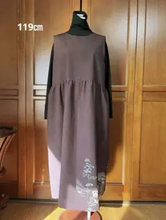 着物リメイクワンピース　正絹紬ジャンパースカート