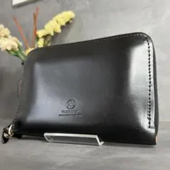 【美品】GLENROYAL ジャバラ式 財布 5室 ブライドルレザー ブラックのサムネイル