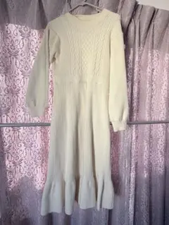 JILL BY JILLSTUART アイボリー長袖ニットワンピース FR