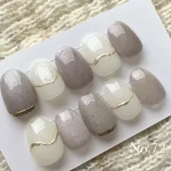 オーダー ネイルチップ グレー シルバー マグネット シンプル ミラー 72