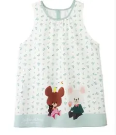 くまのがっこう エプロン 保育士　ホワイト×ライトブルー