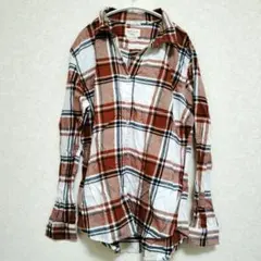 オレンジ系チェック 長袖シャツ L/6