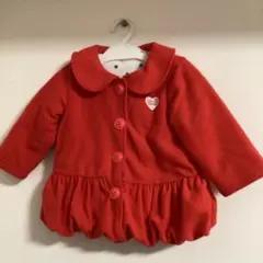 可愛い⭐️ミニーマウスのワンポイント入り　真っ赤なフリル付きコートジャケット