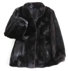 黒 フェイクファーコート ショート丈