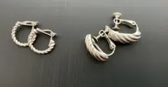 アクセサリー　シルバー ツイストデザイン フープイヤリング　２セット