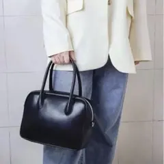 ヴィーガンレザースクエアボストンバッグ/ハンドバッグ/ショルダーバッグ