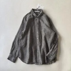 【新品】HEAVENLY リネン100％ ラウンドカラーギンガムチェックシャツのサムネイル