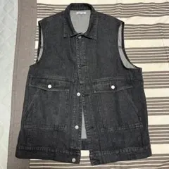 ダークグレー デニム ノースリーブベスト