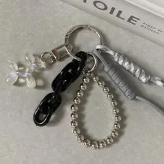 じゃらじゃらキーホルダー バッグチャーム パラコード 韓国 シルバー