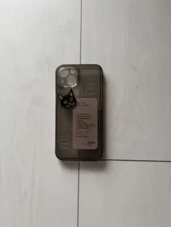 iPhone13ケース ブラック 猫モチーフ