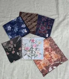 ☆お買得品☆ ハンカチまとめ売り　藍染　花柄　和柄　6枚