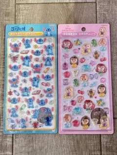 【国内正規品】ボンボンドロップシール ディズニー　プリンセス　スティッチ　2枚組