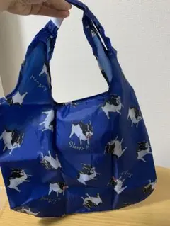 犬のイラスト エコバッグ 青