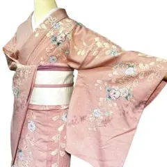 A90愛華 着物 訪問着　落款あり絞り辻ヶ花　正絹　美品　身丈172cm