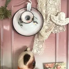 希少＊フランスアンティーク＊Japy＊ホーロー キャンドルホルダー ピンクのサムネイル
