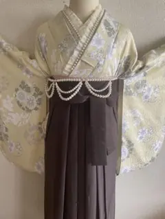 卒業式　レトロモダン二尺袖着物、袴、❷点セット