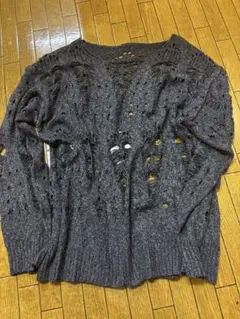 メンズ　ダメージ加工ニット　Lサイズ