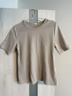 GU ジーユー ベージュ リブ 半袖Tシャツ Lサイズ