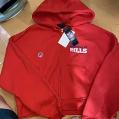 ZARA ザラ NFL BILLS ジップパーカー フード付き 裏起毛 赤 L - メルカリ