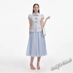 ❤️25秋新作 新品♡ SelfPortrait 青切替ロングワンピース♡　F17