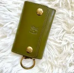 希少◆イルビゾンテ　三つ折り６連キーケース キーリング付　オリーブ　グリーン
