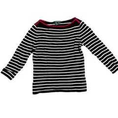 ローレンラルフローレン ボーダー 七分袖カットソー M 黒白 赤ライン