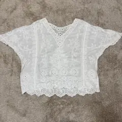 zootie des sucettesレース刺繍 トップス 白フリーサイズ 春夏