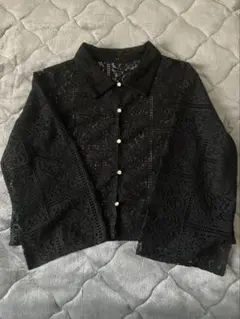 カーディガン　レースシャツ　襟付き　しまむら