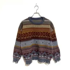 ROMWE メンズ　長袖　ニット/セーター　Sサイズ　ボーダーデザイン　秋　冬