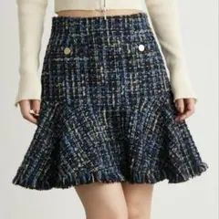 リリーブラウン　フリンジツイードミニスカート　1