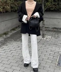 hinari カットレースイージーパンツ ホワイト