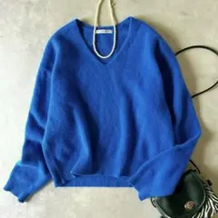 ビューティ＆ユース　ヘアリー　Vネックニット　プルオーバー　ラクーン　タヌキ