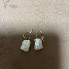 ノワールドプーペ 淡水パール バロックパール ゴールド フープピアス 