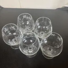 花模様のガラスグラス5個セット