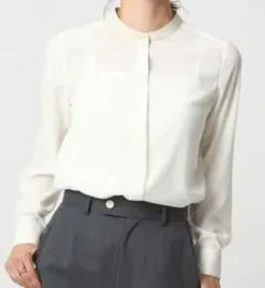 green label relaxing バイカラーブラウス