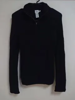 美品 Calvin Klein Jeans ハーフジップ ニット ブラック S