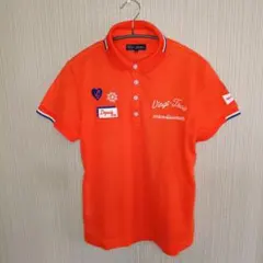 23区GOLF ニジュウサンクゴルフ刺繍入りポロシャツ M オレンジ