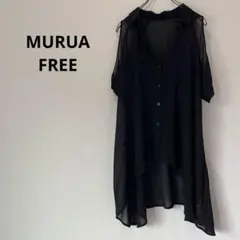 MURUA FREE シアーシャツ ブラック 半袖 羽織 透け感 春夏 シンプルのサムネイル