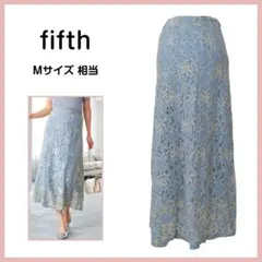 fifth フィフス レトロ フラワーレース フレアスカート 水色 ブルー M