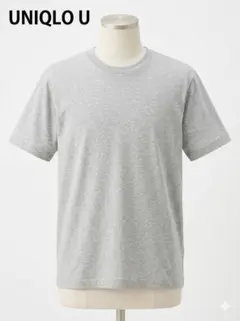 ユニクロ　コットン クルーネック Ｔシャツ ライトグレー 半袖 シンプル L