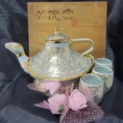 韓国　寿安窯　四代目　張英安　茶器揃　お茶茶碗　茶托　5組　急須　湯冷し 韓国 寿安窯 四代目 張英安 茶器揃 お茶茶碗 茶托 5組 急須 湯