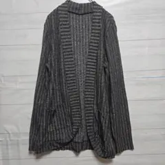 SHEIN グレーと黒のストライプニットカーディガン ユニセックス