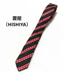 HISHIYA 菱屋 ナロータイ 赤 黒 ストライプ 絹100%のサムネイル